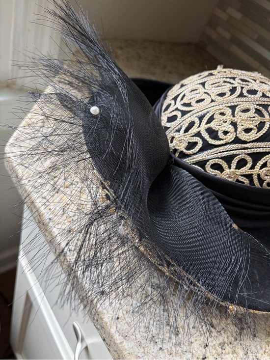 Vtg Whittall & Shon NYC  Wool Felt Derby Hat tulle beaded Old Stock Millinery main image 10